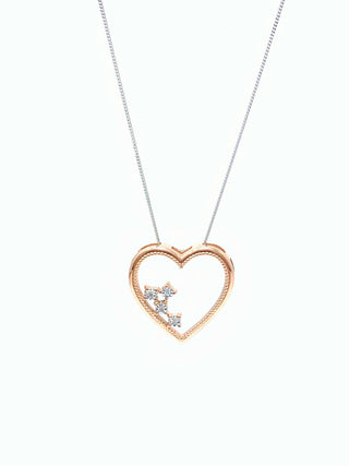 Colgante en forma de corazón con diamantes de 0,02 quilates en oro blanco y rosa de 10 quilates, 18"