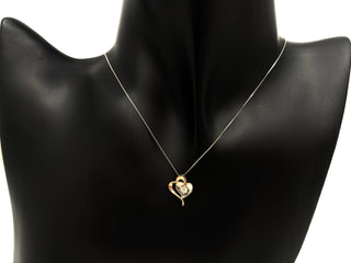 Colgante en forma de corazón con diamantes canadienses de 0,096 quilates en oro rosa y blanco de 10 quilates, 18"