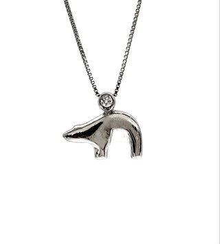 Colgante de oso polar con diamantes canadienses de 0,057 quilates de plata de ley, 18"