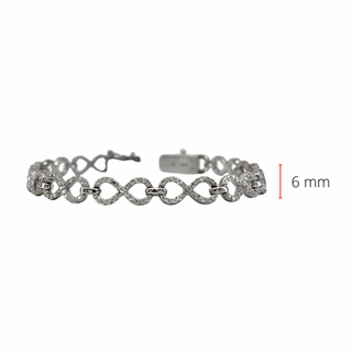 Brazalete de tenis infinito con diamantes de oro blanco de 14 quilates y 2,10 quilates, 7"