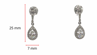Pendientes colgantes de circonita cúbica en forma de pera de plata de ley 925, 4 mm x 6,5 mm, 20 mm x 6,5 mm