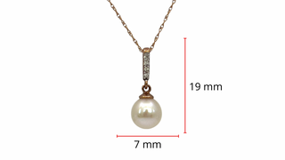 Colgante de diamantes y perlas de agua dulce en oro rosa de 10 quilates, 18 "