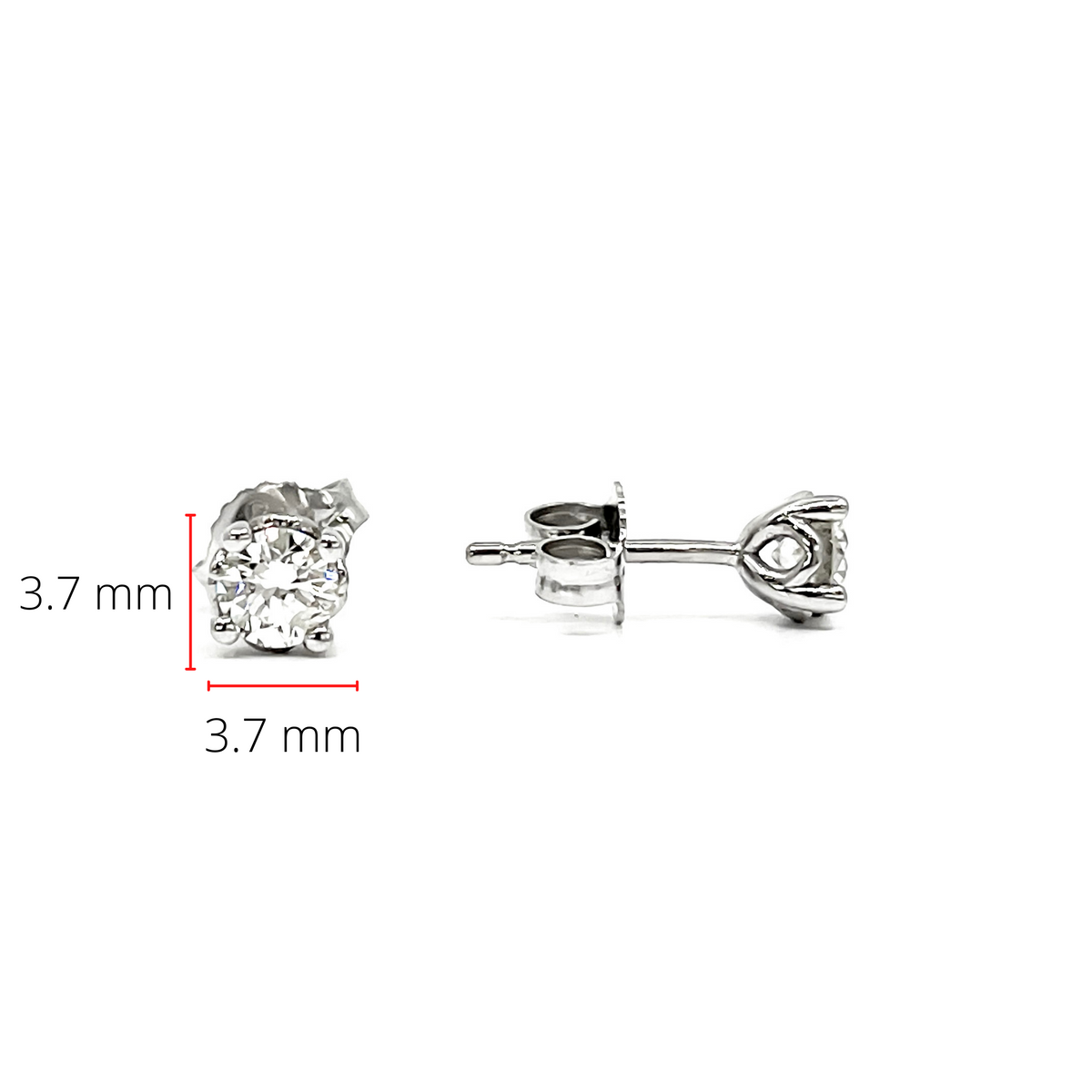14K White Gold 0.40cttw Princess Cut Square Cut Canadian Diamond Stud Earrings