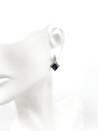 10K White Gold Created Alexandrite and 0.026cttw Diamond Earrings