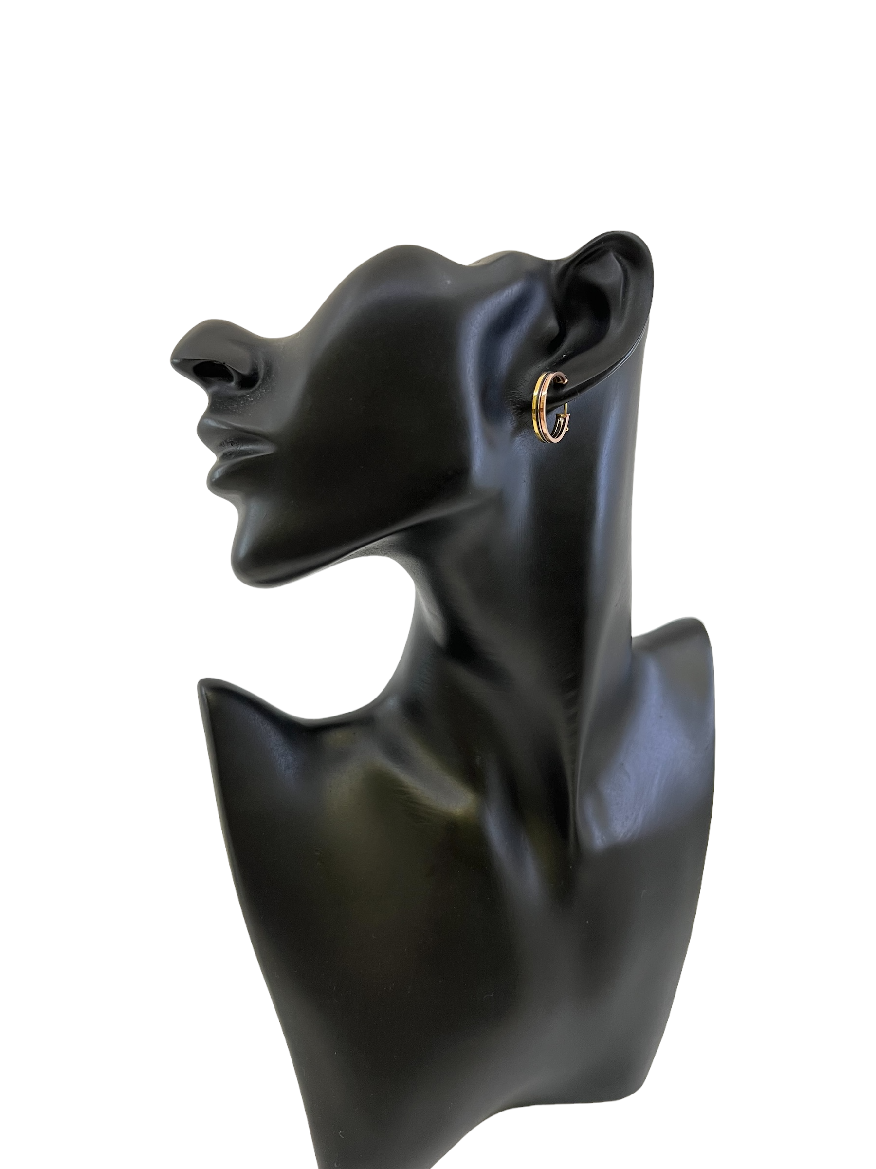 10K Tri Tone Gold 20mm Earrings