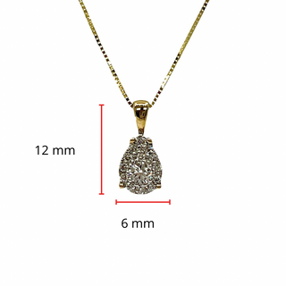 Collar en forma de pera con racimo de diamantes de 0,222 quilates de oro amarillo y blanco de dos tonos de 10 quilates - 18 pulgadas