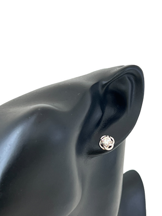 Pendientes con forma de nudo de circonita cúbica de 5 mm de plata de ley 925 - 8 mm x 8 mm