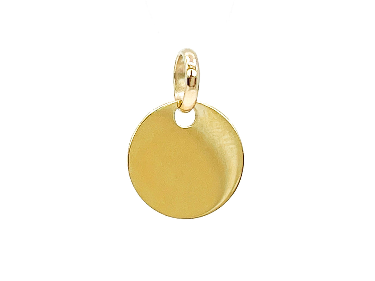 Dije de disco de oro amarillo de 10 quilates - 10 mm