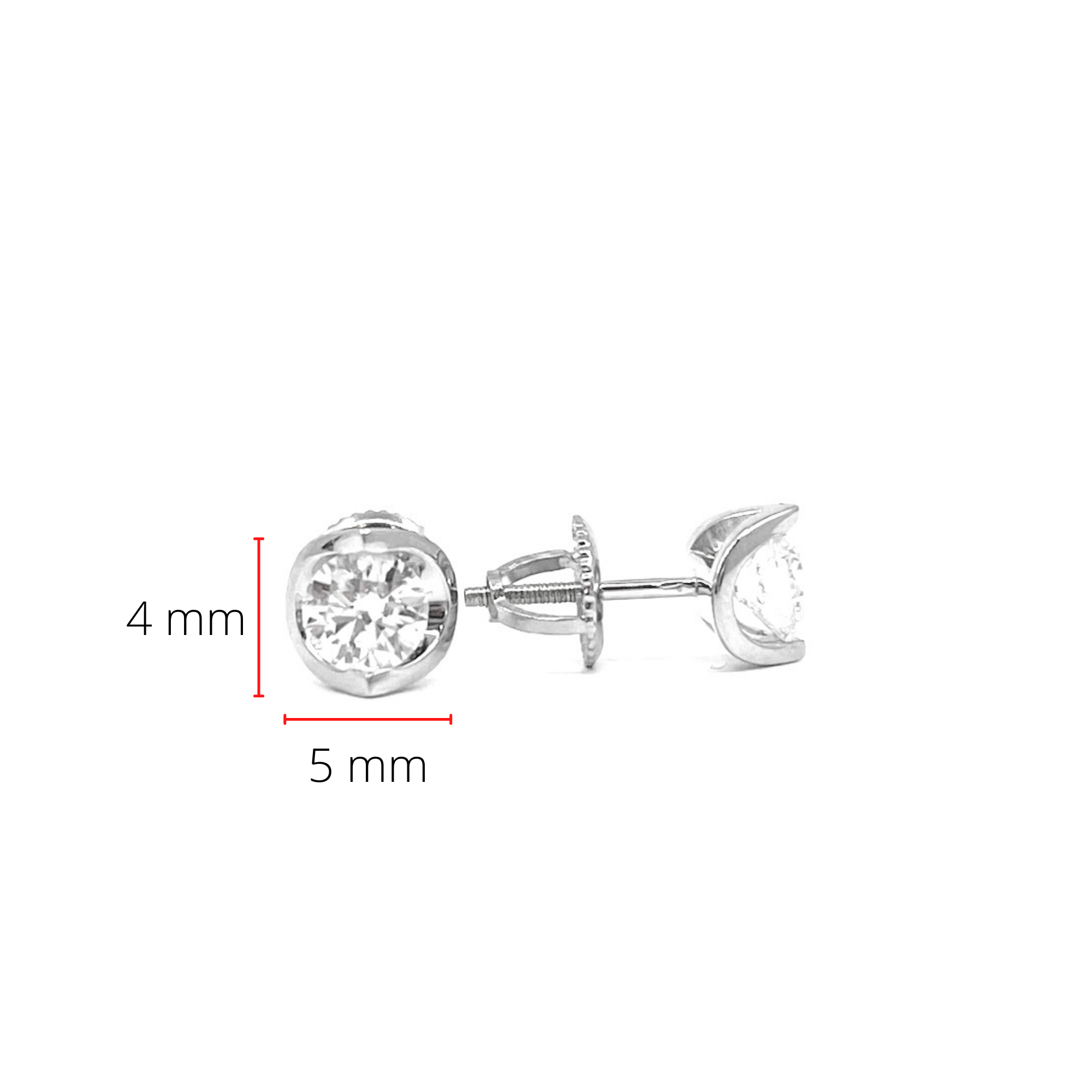 14K White Gold 0.10cttw Canadian Diamond Mezza Luna Earrings with Screw Backs