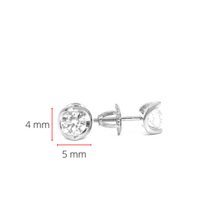 Aretes de oro blanco de 14 quilates con diamantes canadienses de talla redonda de 0,10 quilates