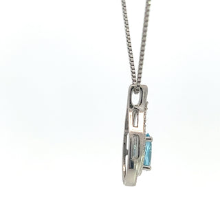 925 Sterling Silver Blue Topaz & Diamond Necklace