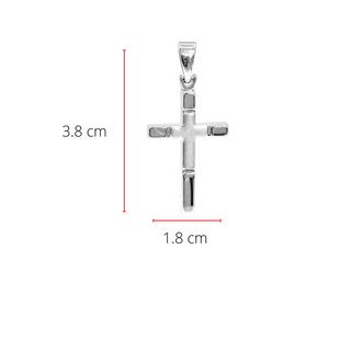 Dije de cruz de oro blanco de 10 quilates