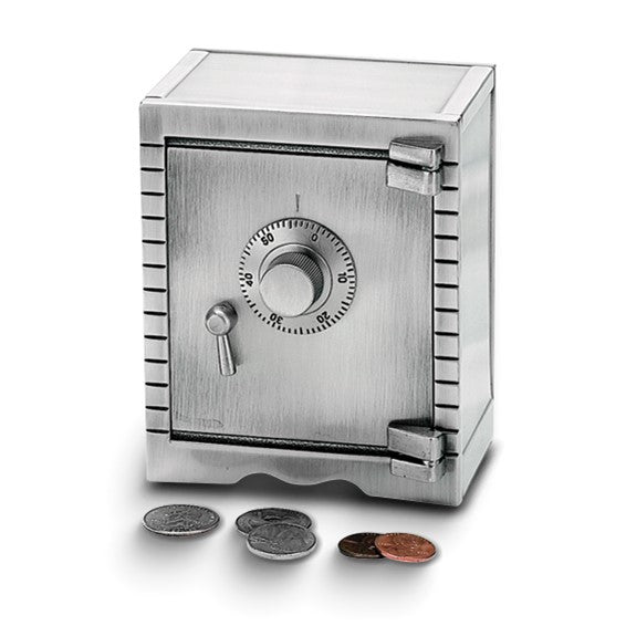 Pewter-tone Finish Metal Vault Bank with Combination Lock