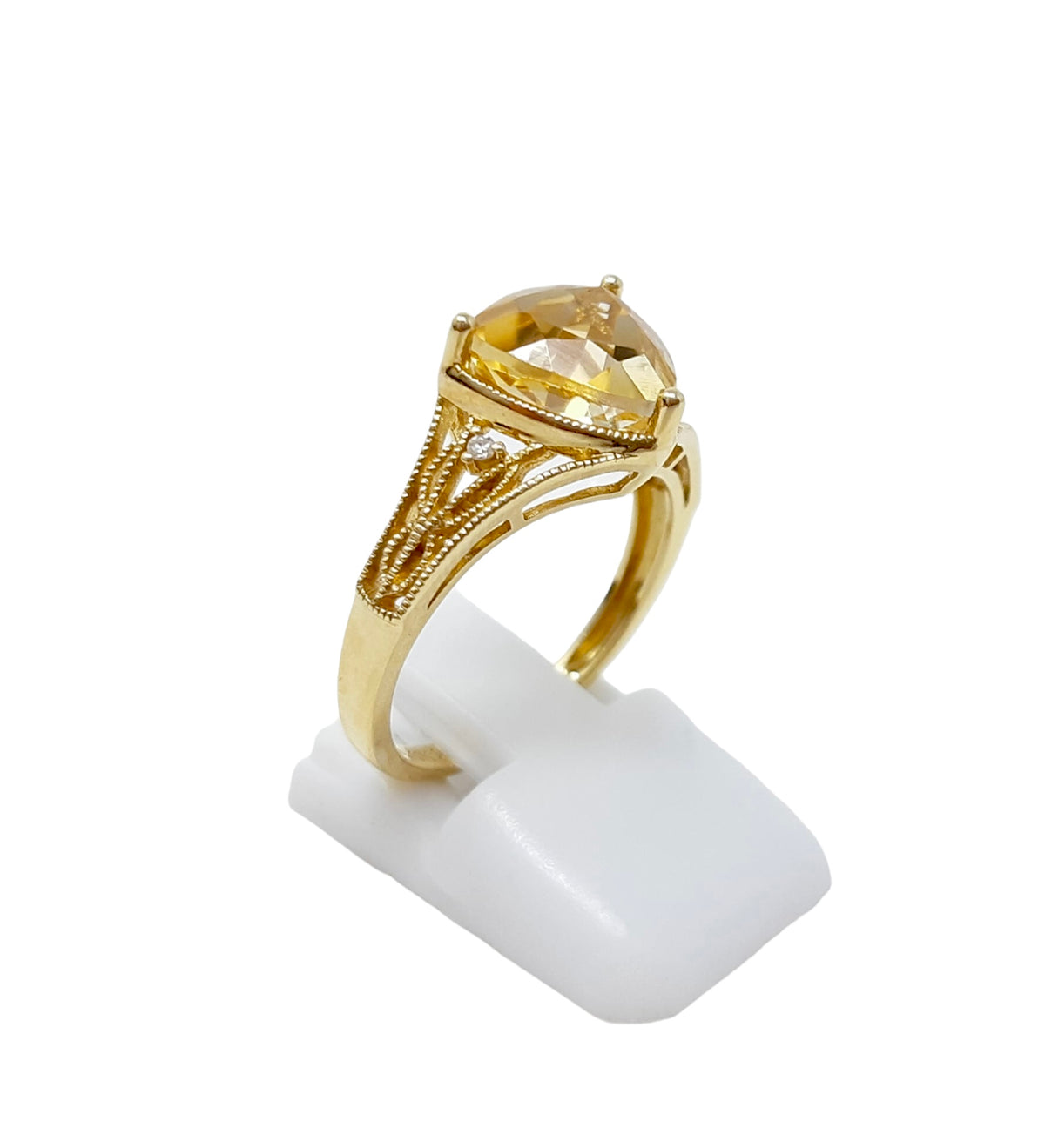 10K Yellow Gold Citrine and Diamond Ring, size 7
