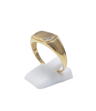 Anillo de sello de diamantes de 0,007 quilates de oro amarillo de 10 quilates para hombre,