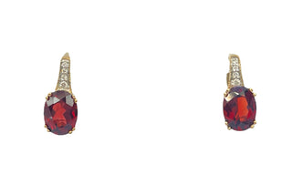 Aretes de oro amarillo de 10 quilates con granate y diamantes de 0,04 quilates