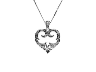 Colgante en forma de corazón con diamantes de 0,20 quilates en oro blanco de 10 quilates, 18"