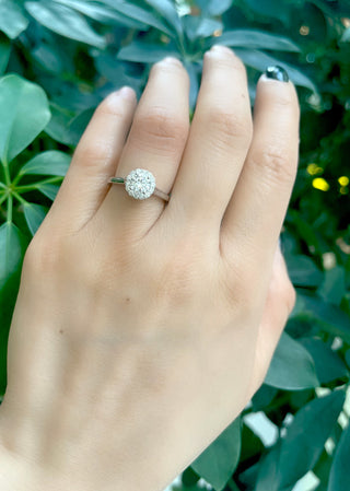 Anillo de compromiso de diamantes de 0,75 quilates en oro blanco de 14 quilates, talla 6