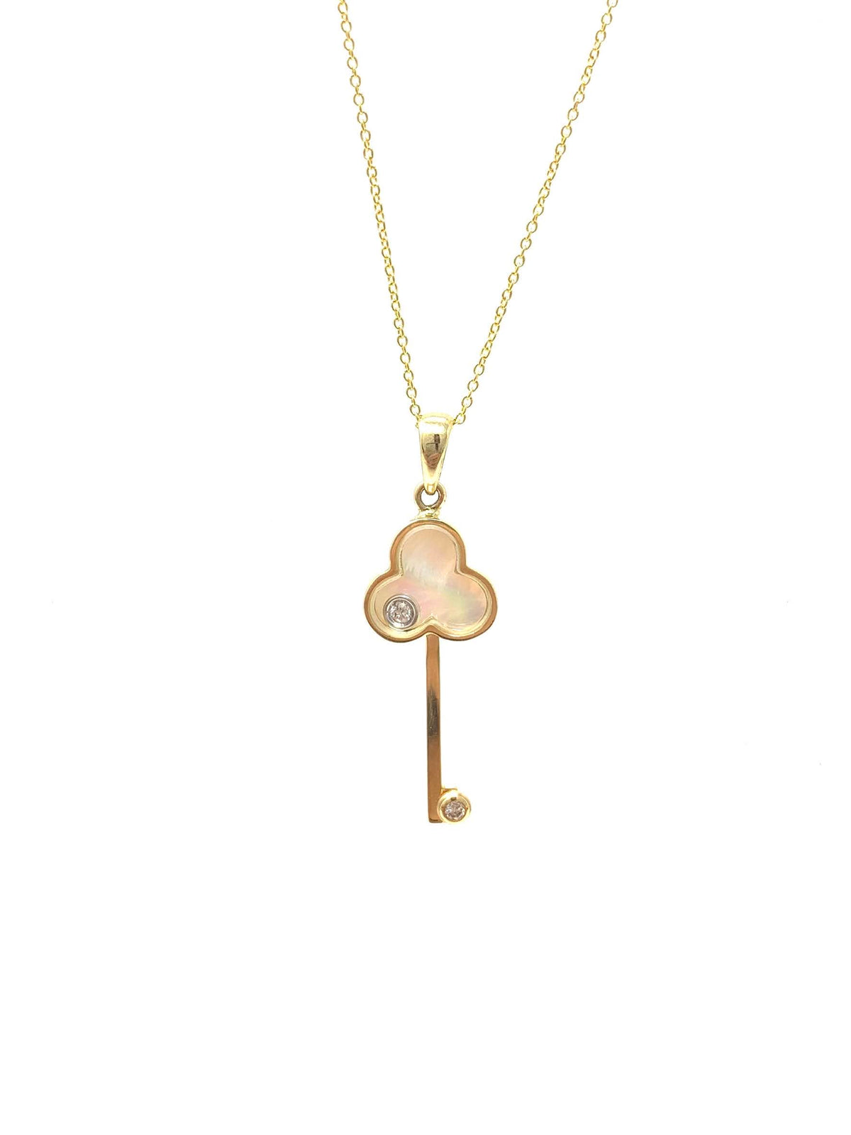 10K Yellow Gold Mother of Pearl and 0.02ctttw Diamond Pendant, 18&quot;