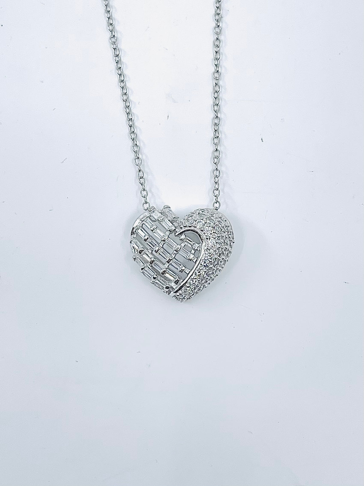 Silver Heart Pendant  with Cz
