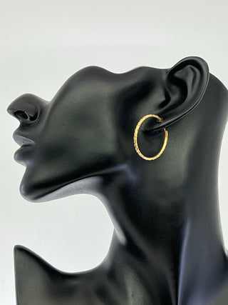 Pendientes de aro/durmiente/guardián de 27 mm de oro amarillo de 10 quilates
