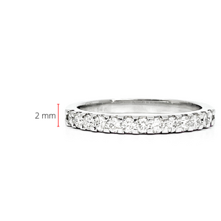 Alianza de boda de oro blanco de 14 quilates con diamantes de talla redonda de 0,40 quilates