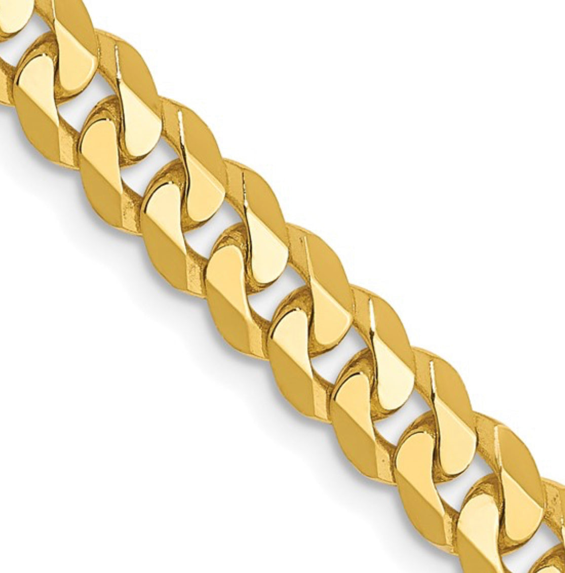 10K Yellow Gold Flat Beveled Curb Chain - 8.25mm