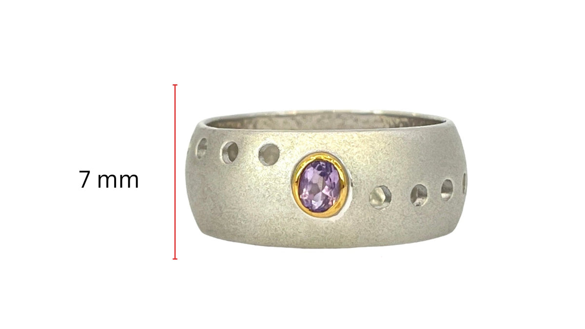 Silver &amp; 18K Yellow Gold Plated Amethyst Ring, size 8