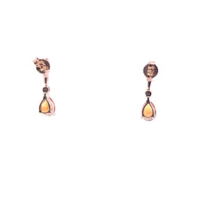 Pendientes de oro amarillo de 10 quilates con citrino auténtico y diamantes de 0,025 quilates