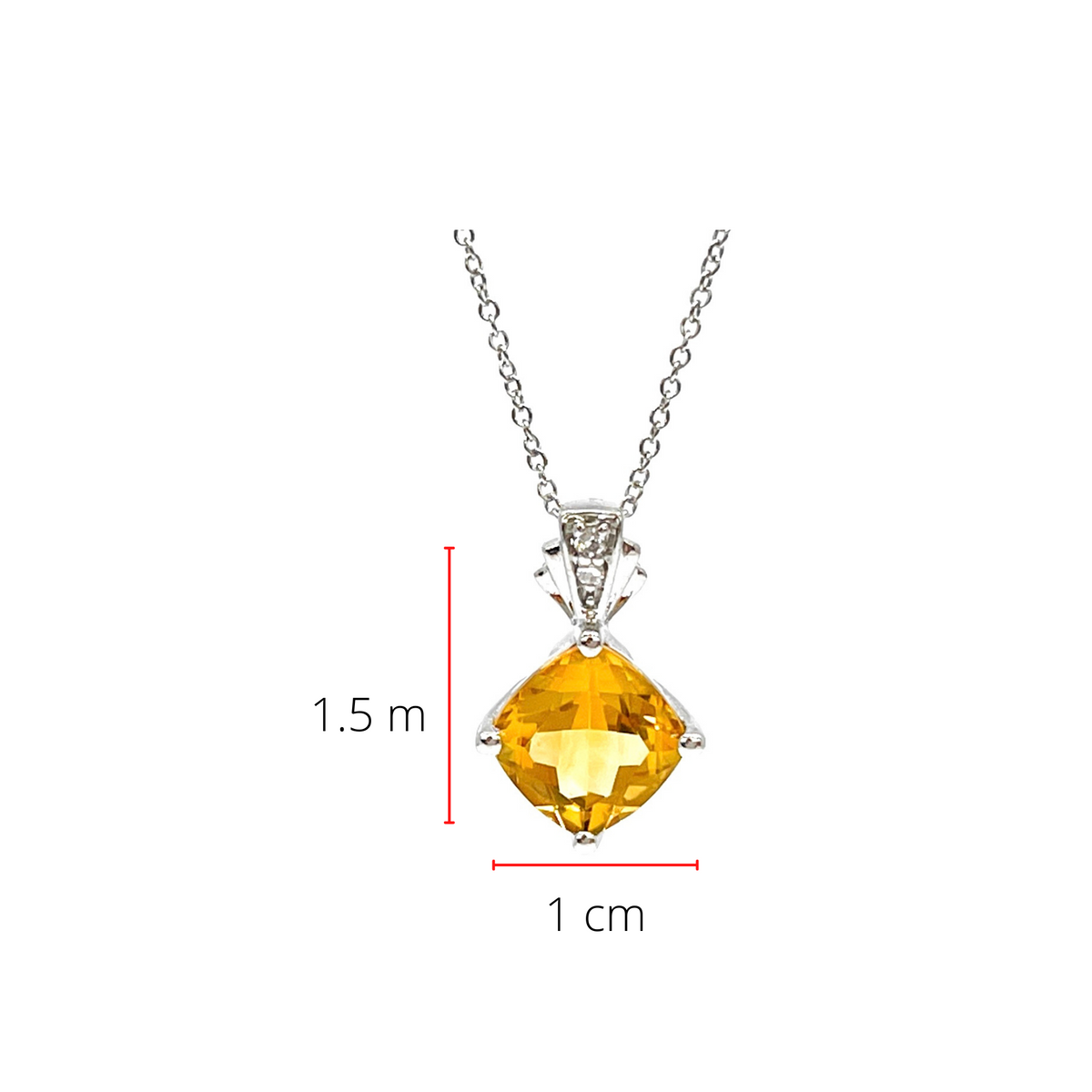 Collar de diamantes y citrinos en oro blanco de 10 quilates, 18&quot;
