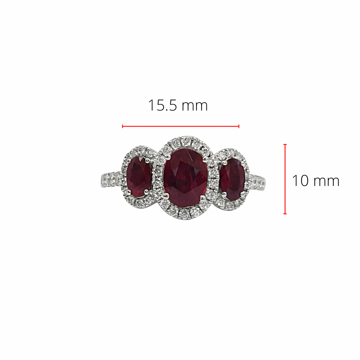 Platinum 1.38cttw Ruby and 0.42cttw Diamond Ring - Size 7