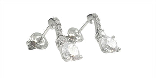 Pendientes de plata de ley 925 con circonitas cúbicas de 5,5 mm: 14,5 mm x 5,5 mm