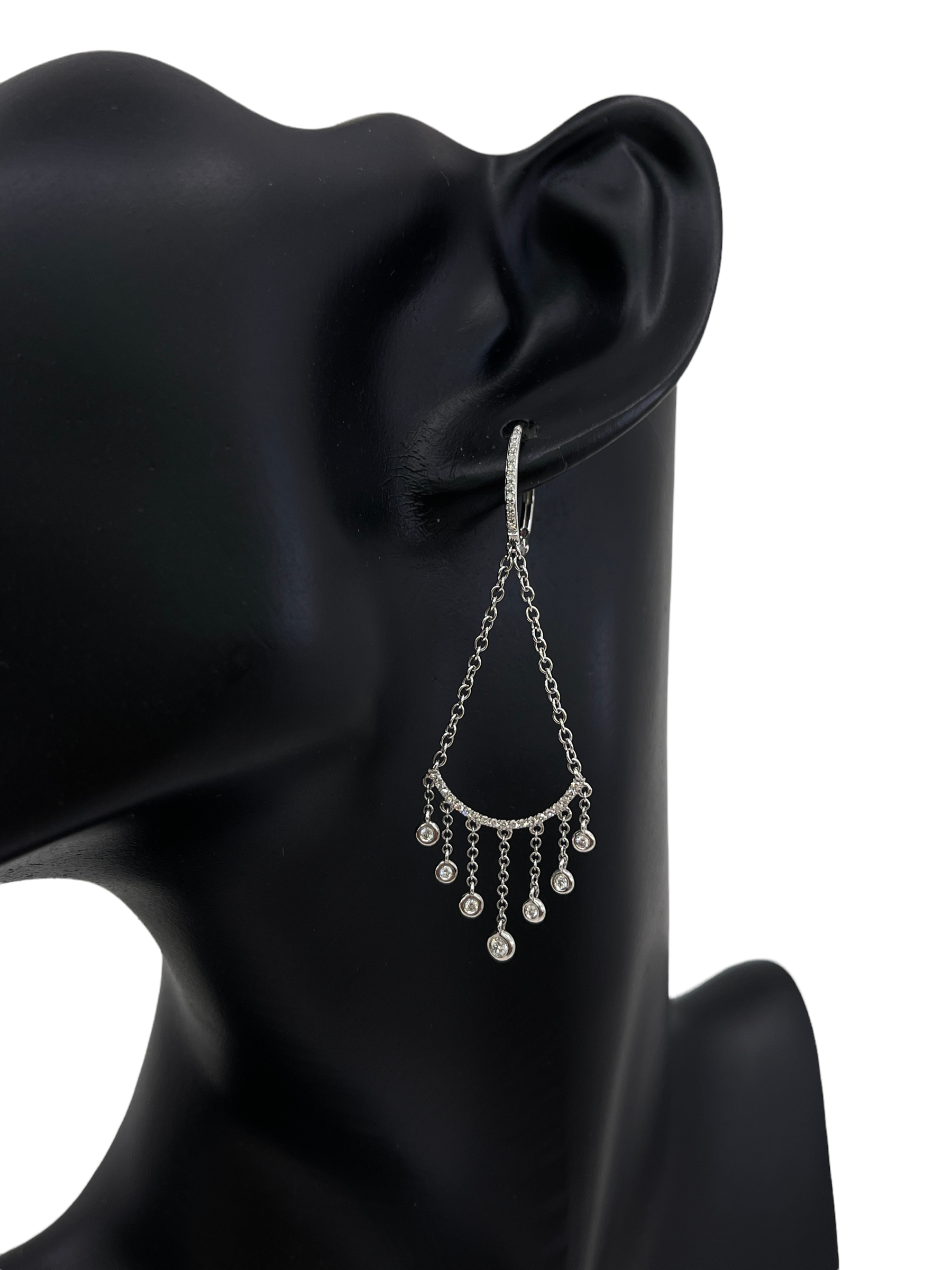 14K White Gold 0.34cttw Dangle Diamond Earrings