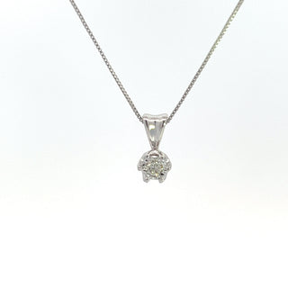 Colgante con solitario de diamantes de 0,05 quilates en oro blanco de 10 quilates, 18"