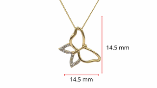 Collar de diamantes de 0,03 quilates con forma de mariposa en oro amarillo de 10 quilates - 18"