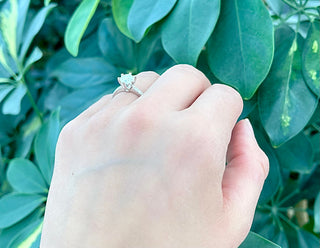 Anillo de compromiso de diamantes de 1,23 quilates en oro blanco de 14 quilates, talla 6