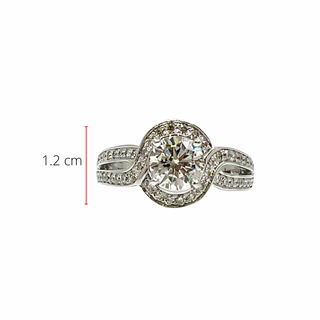14K White Gold 1.63cttw Diamond Halo Engagement Ring