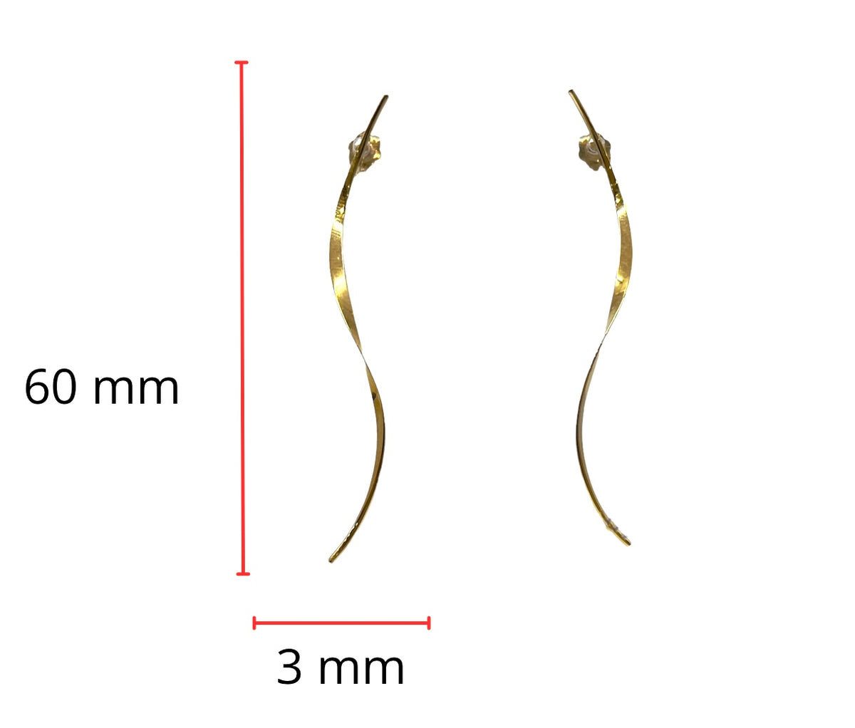 14K Yellow Gold Dangle Earrings 60mm