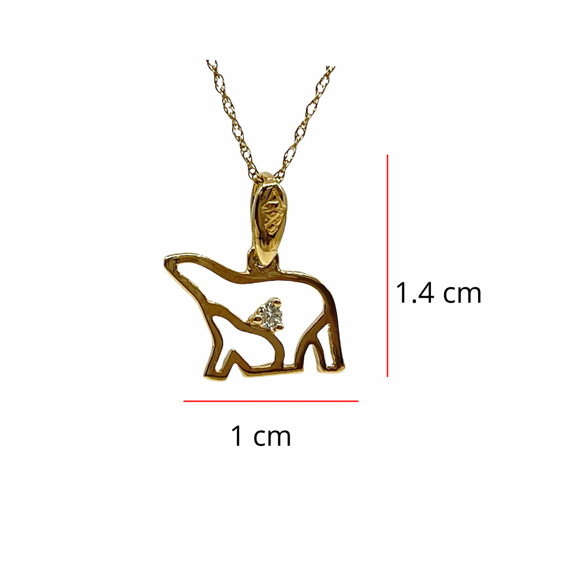 14K Yellow Gold 0.03cttw Diamond Mother and Cub Pendant