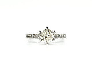 Anillo de compromiso de diamantes de 1,23 quilates en oro blanco de 14 quilates, talla 6