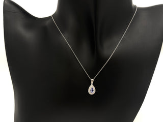 10K White Gold Tanzanite & Diamond Pendant, 18"