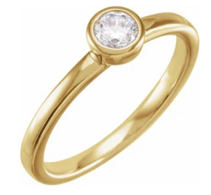 14K Yellow 1/4 CT Lab-Grown Diamond Bezel-Set Ring