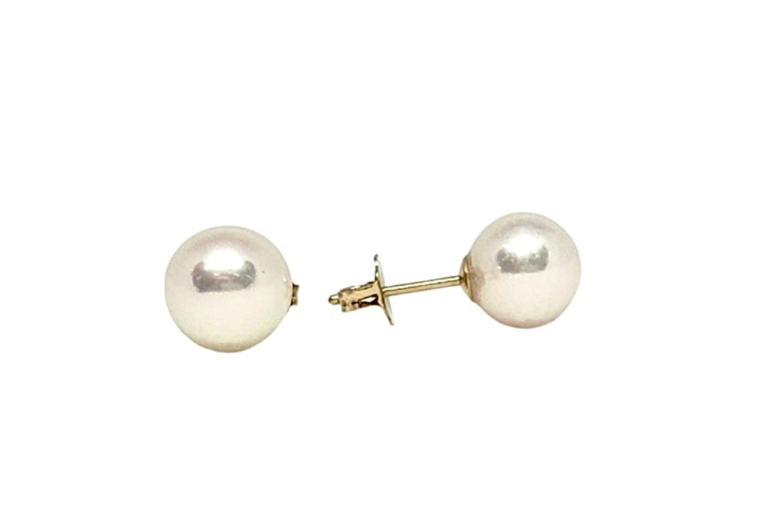 14K Yellow Gold 7-7.5mm Cultured Pearl Earrings with Butterfly Backs