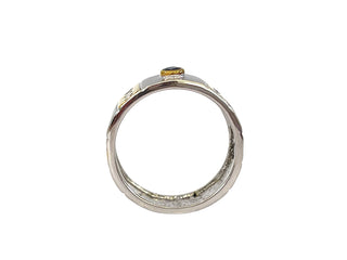 Silver & 18K Yellow Gold 0.15cttw Sapphire & Cubic Zirconia Ring, Size 7.5