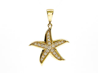 Dije de estrella de mar de oro amarillo de 10 quilates con circonita cúbica
