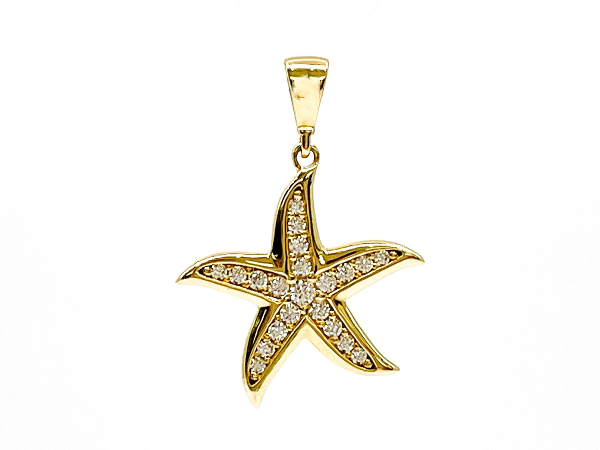 10K Yellow Gold Starfish with Cubic Zirconia Charm