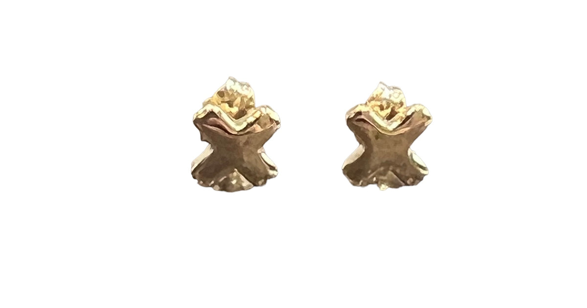 14K Yellow Gold 8mm Cross Stud Earrings