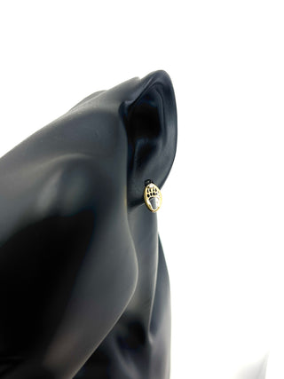 Aretes con forma de pata de oso y diamantes de 0,06 quilates en oro amarillo de 14 quilates con parte trasera de mariposa, 7 mm x 12 mm
