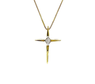 Colgante de cruz de diamantes de 0,015 quilates en oro amarillo de 10 quilates, 18"