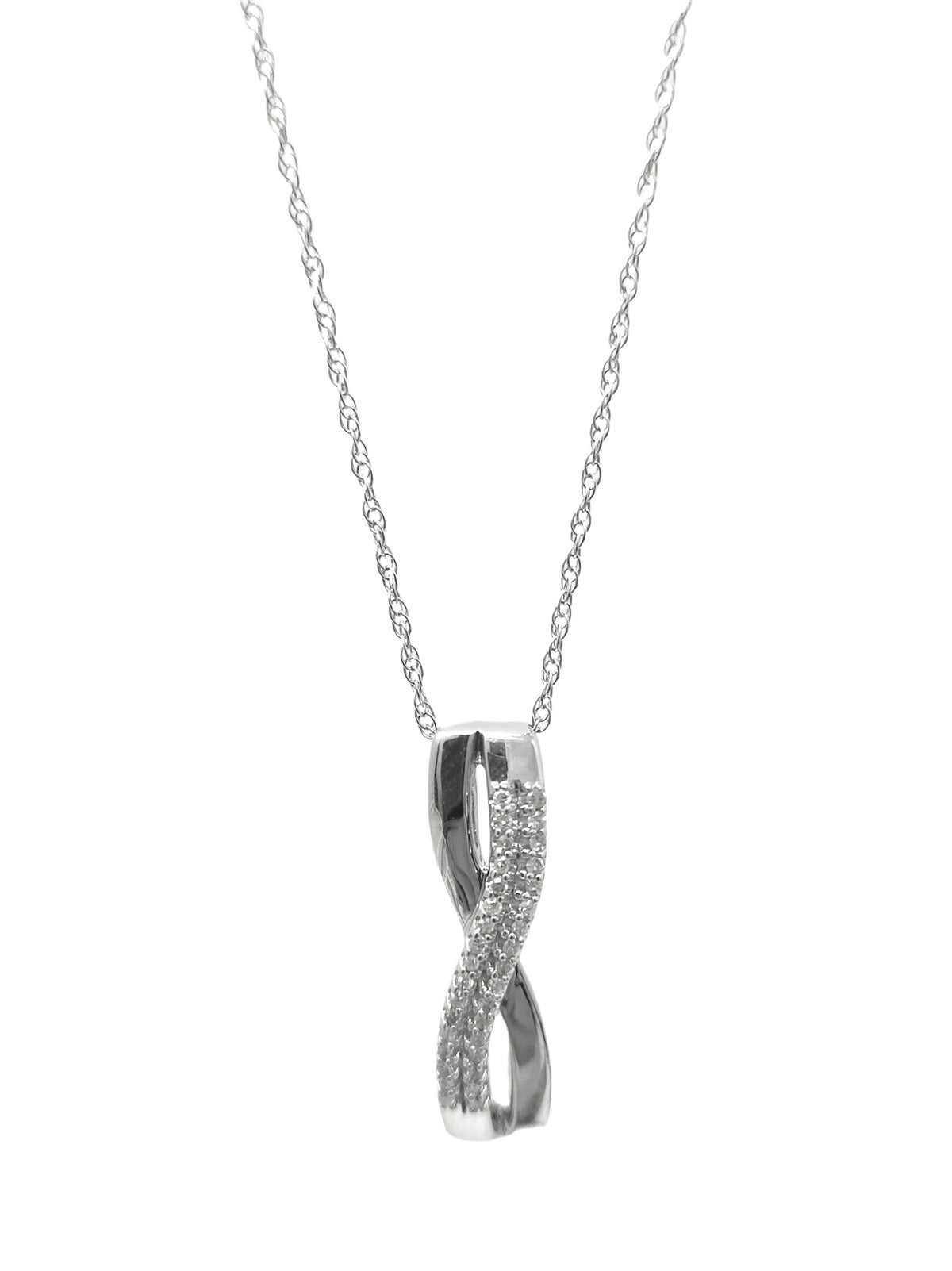 10K White Gold 0.05cttw Diamond Pendant, 18&quot;